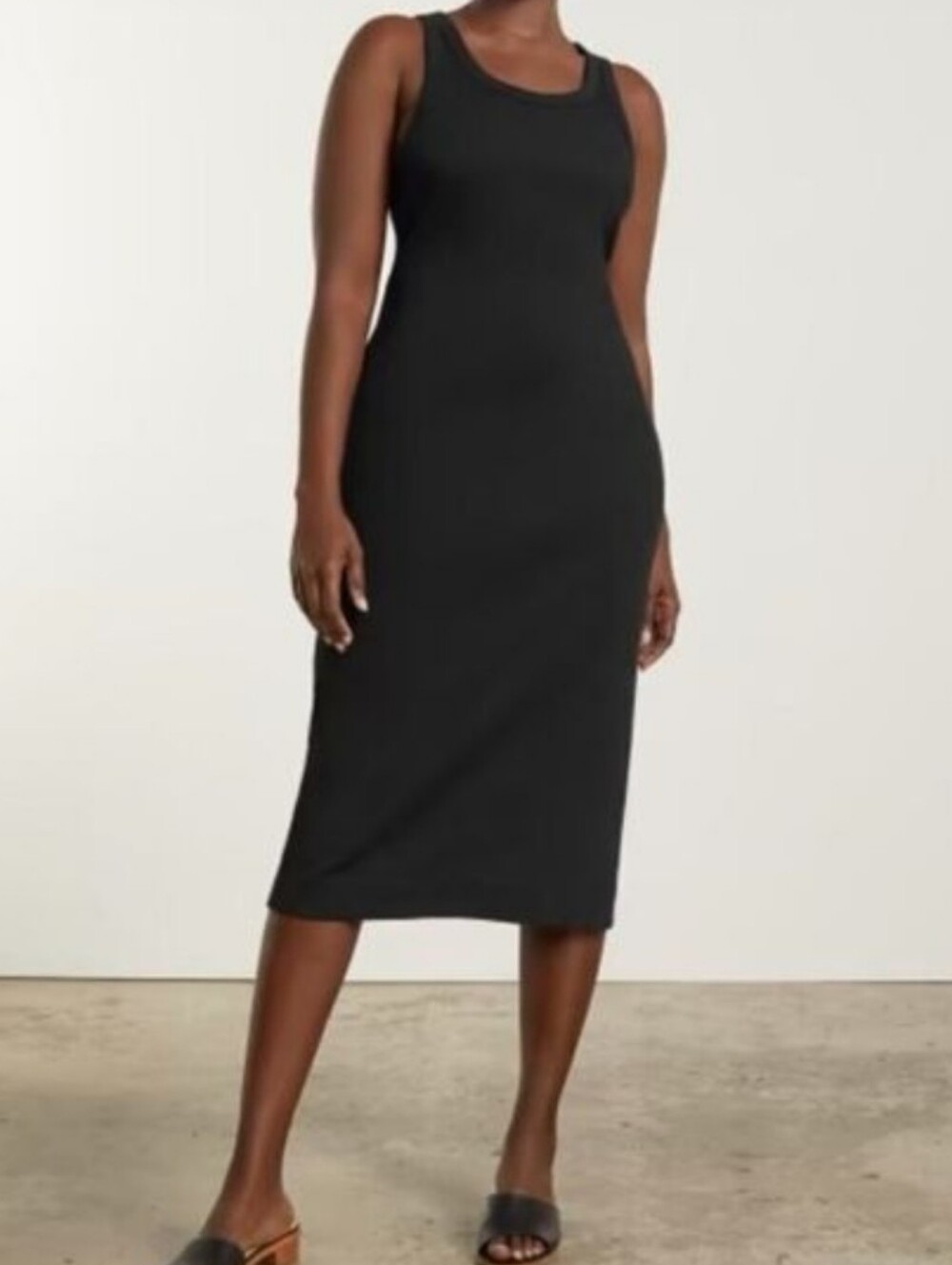 NWT Everlane The Ribbed Tank Dress Black LARGE